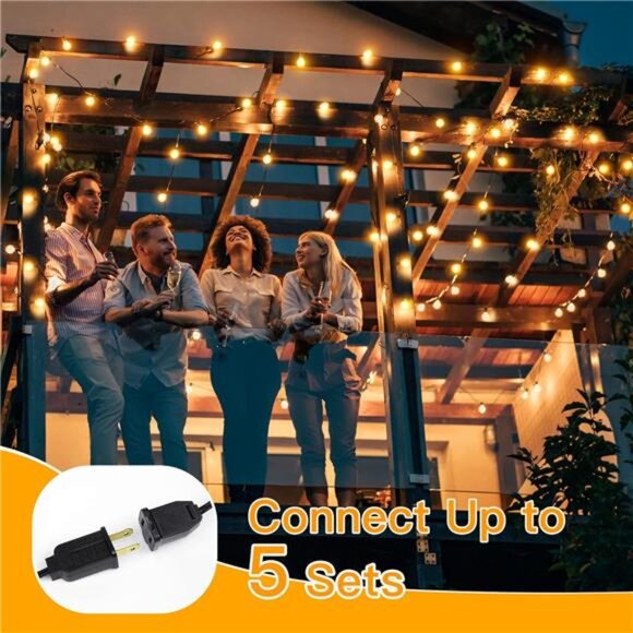 150FT Outdoor String Lights, Waterproof Connectable Shatterproof Outside Light - Picture 5 of 7